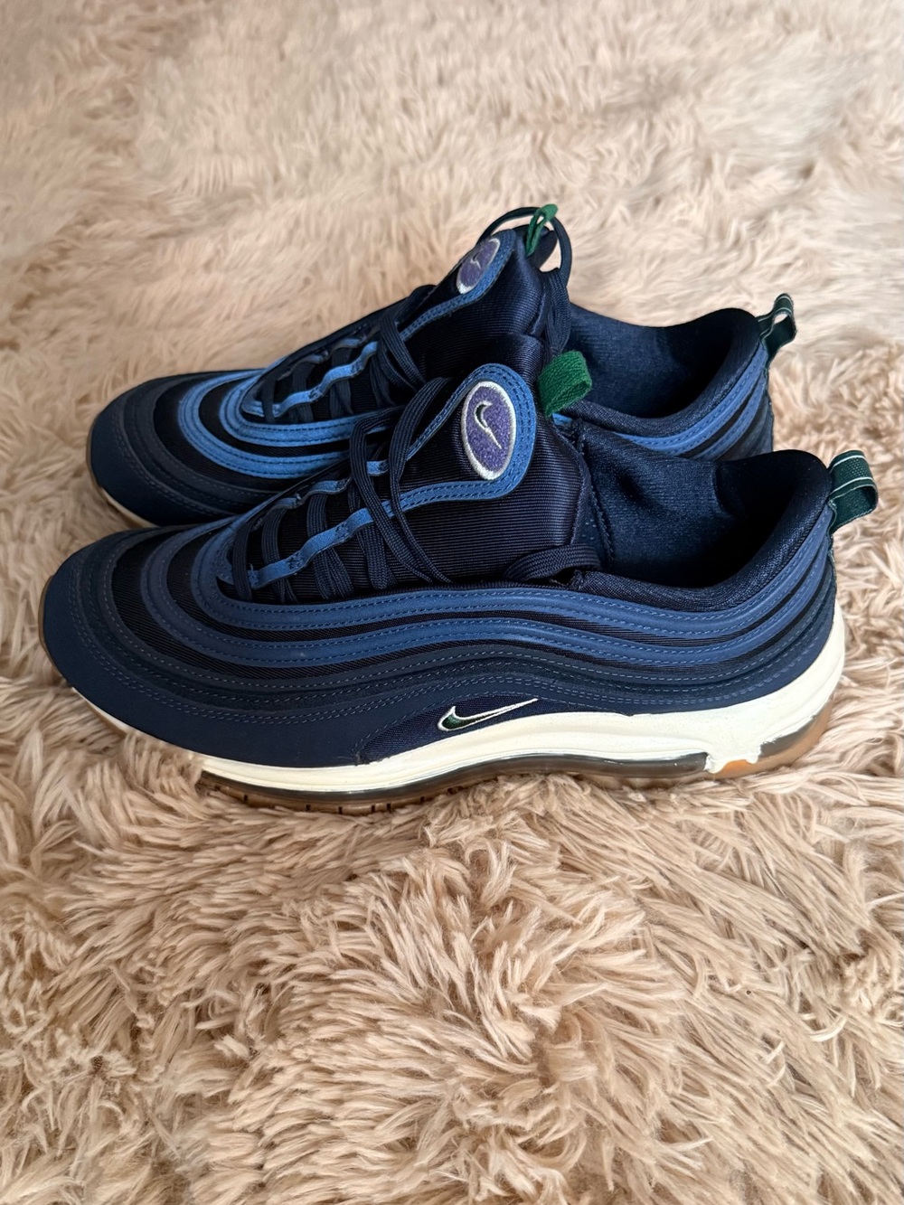 Nike Women’s Sneakers - Dark Blue with Light Blue and Green Accents